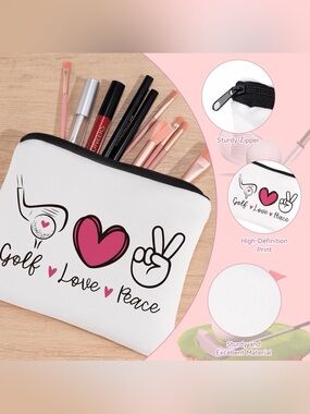 ✴️New✴️White Cosmetic Pouch “Golf Themed”